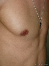 Gorgeous twink with hairy legs shows his cock too