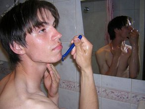 Dark-haired twink in an oversized sweater: HQ gay porn