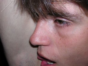 Twinky young boy showing his hairy cock up close