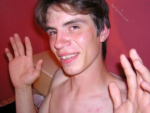 Skinny twink giving you double bird after cumming