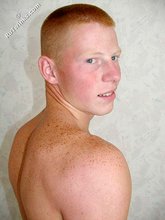 Redheaded twink showing his pretty a-hole up close