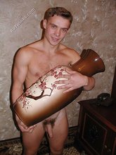 Blond-haired twink fucking this fancy-looking vase