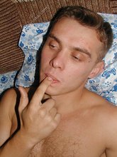 Blond-haired twink makes out with his own reflection