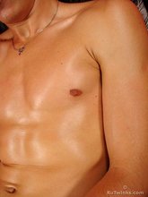 Oily body twink boy showing off his sexy cock