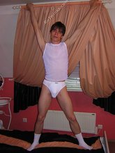 White undies twink stroking his meaty dick on cam