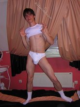 White undies twink stroking his meaty dick on cam