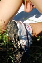 Blond-haired country boy shows off his asshole