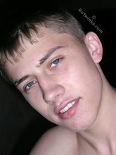 Hairy twink with blue eyes flashing his juicy asshole