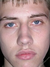 Hairy twink with blue eyes flashing his juicy asshole