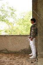 White pants big-dicked stud jerking off in an empty building