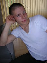 White t-shirt twink posing shirtless in the end