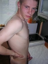 Buzzcut-sporting twink shows off his hairy cock for you