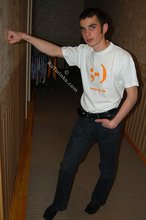 Twink with killer sideburns shows off his fave t-shirt
