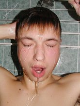 Hairy cock young twink taking a shower, NAKED
