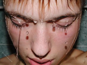 Hairy cock young twink taking a shower, NAKED