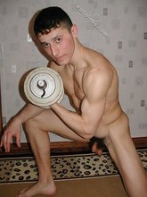 Hairy ass beauty lifting weights and curling up