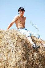 White t-shirt twink posing seductively outdoors
