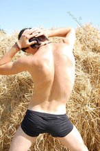 Black undies dark-haired twink flashing his ass outdoors