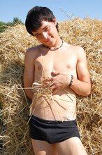 Black undies dark-haired twink flashing his ass outdoors
