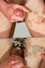 Horny hottie blows his load all over a glass table