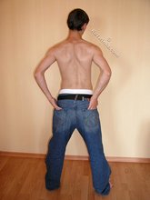 Dark-haired beauty posing in his tighty whities