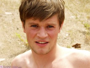 Red-faced young boy cums buckets outdoors