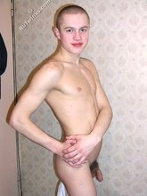 Buzzcut twink shows off his hairy cock to you