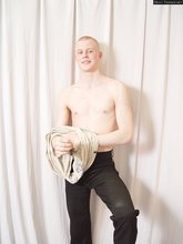 Albino-looking twink shows off his great-looking body here