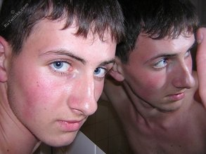 Blue-eyed guy showing that booty and looking all handsome