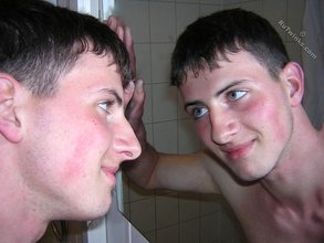 Blue-eyed guy showing that booty and looking all handsome