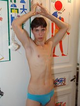 Dark-haired guy with a beautiful body teases you with his sexy cock