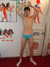 Dark-haired guy with a beautiful body teases you with his sexy cock