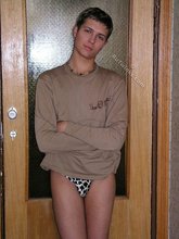 Effeminate guy decides to wear women panties for this one