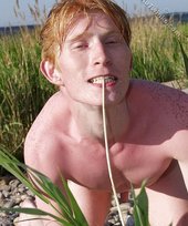 Rock hard redheaded dude fucking a bunch of rocks
