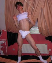 White undies twink stroking his meaty dick on cam
