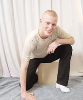 Albino twink showing his asshole after taking off his white briefs