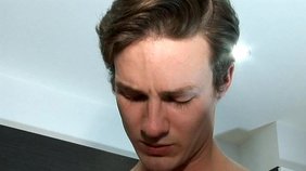 Tramp stamp pale twink gets fucked in the ass on cam