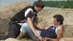 Young twink boys making out at some empty, deserted beach