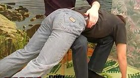 Dark-haired dude punishing that ass in jeans