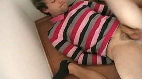 Drunk dude in a striped shirt gets ass-blasted on cam