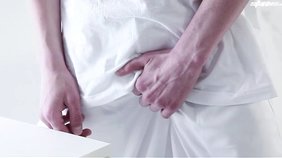 Nerdy twink sucking his boyfriend's throbbing boner