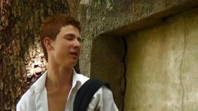 Redheaded twink takes a BBC just around the corner