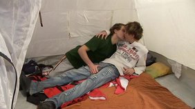 Young boys fucking each other's asses in a tent