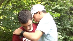 Outdoors banging with two sexed-up twink boys