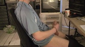 Hot twink boy masturbating in front of his PC