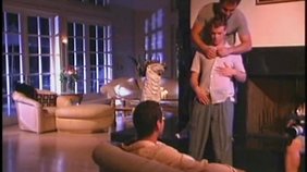 Bleached twink boy getting his face fucked and asshole gaped in a 3some