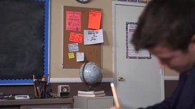 Preppy schoolboy twink gets his asshole fucked in the class