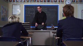 Blond-haired twink face-fucking his gorgeous friend in class