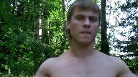 Horny Russian hottie with a rocking mullet masturbates outdoors